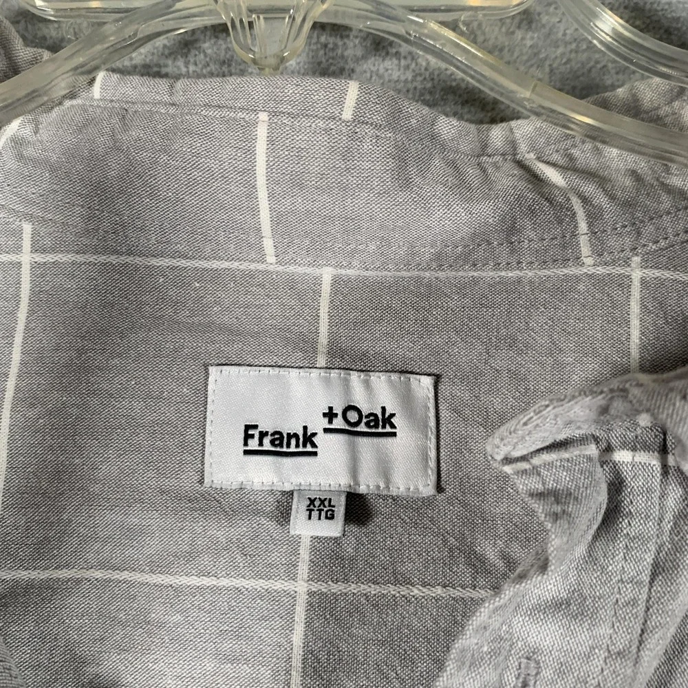Frank + Oak Shirt Mens 2XL Gray Check Short Sleeve Button Front‎ Casual